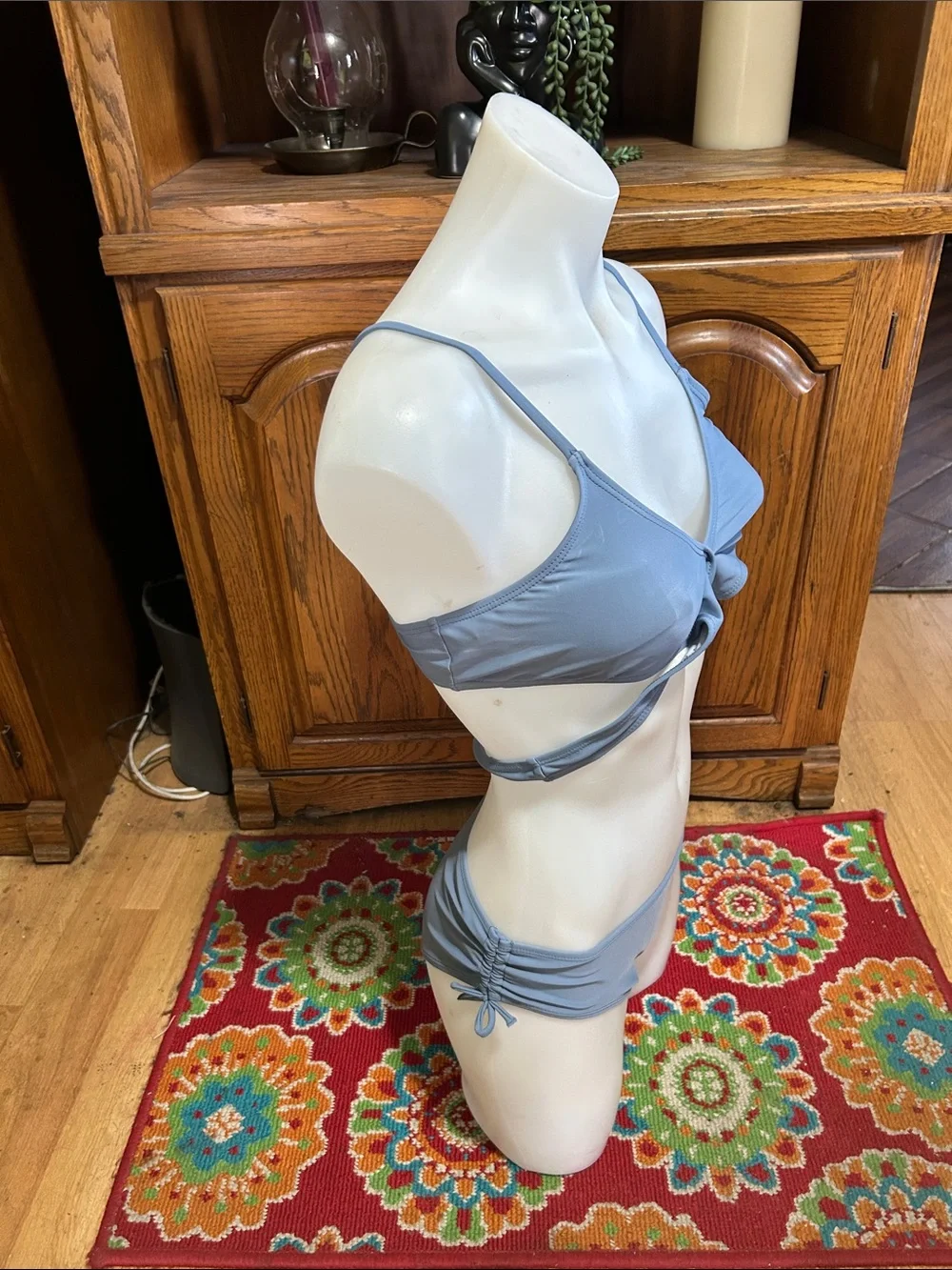Girls' Knot-Front Light Blue Bikini Set Size XL
